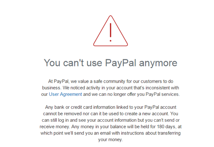 Paypal suspension